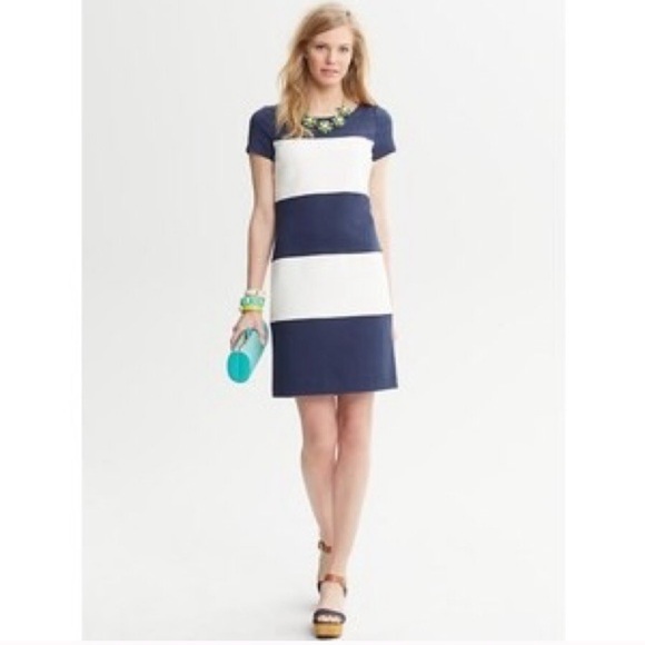 Banana Republic Navy and White Stripe Dress - Picture 3 of 7